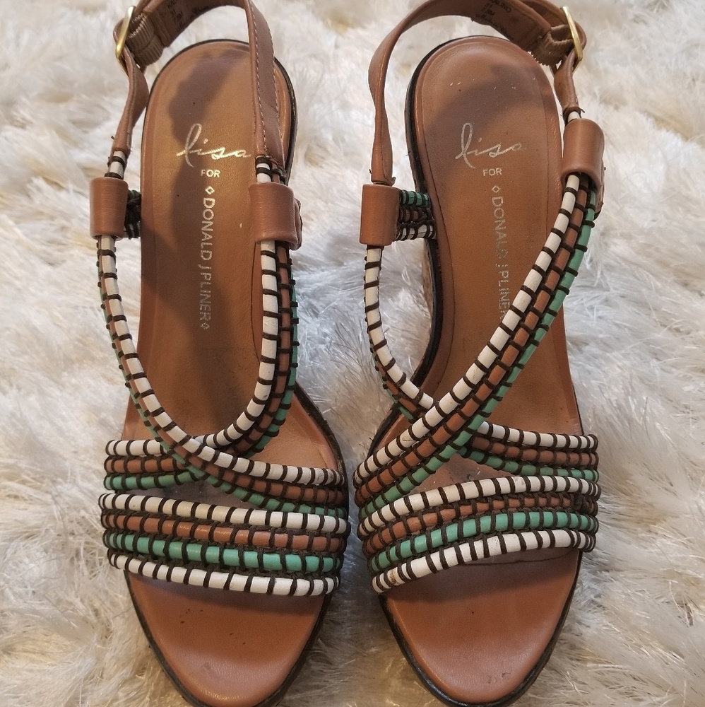 Lisa for Donald J Pliner cork beaded wedge sandal